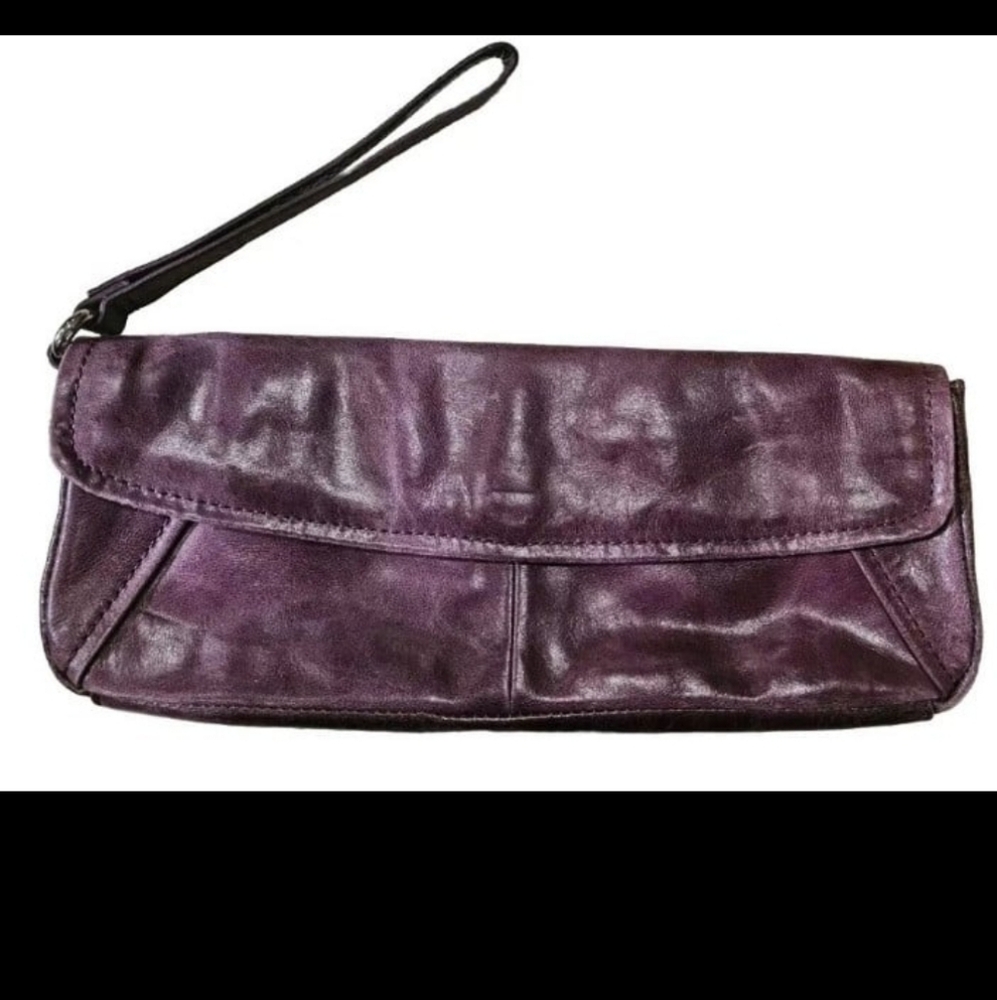 Kenneth Cole Reaction Plum Leather Clutch 12"